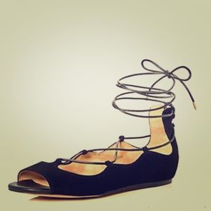 NWOT- Lace-up peep toe flats